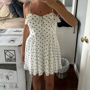 Lulus white and black polka dot mini dress